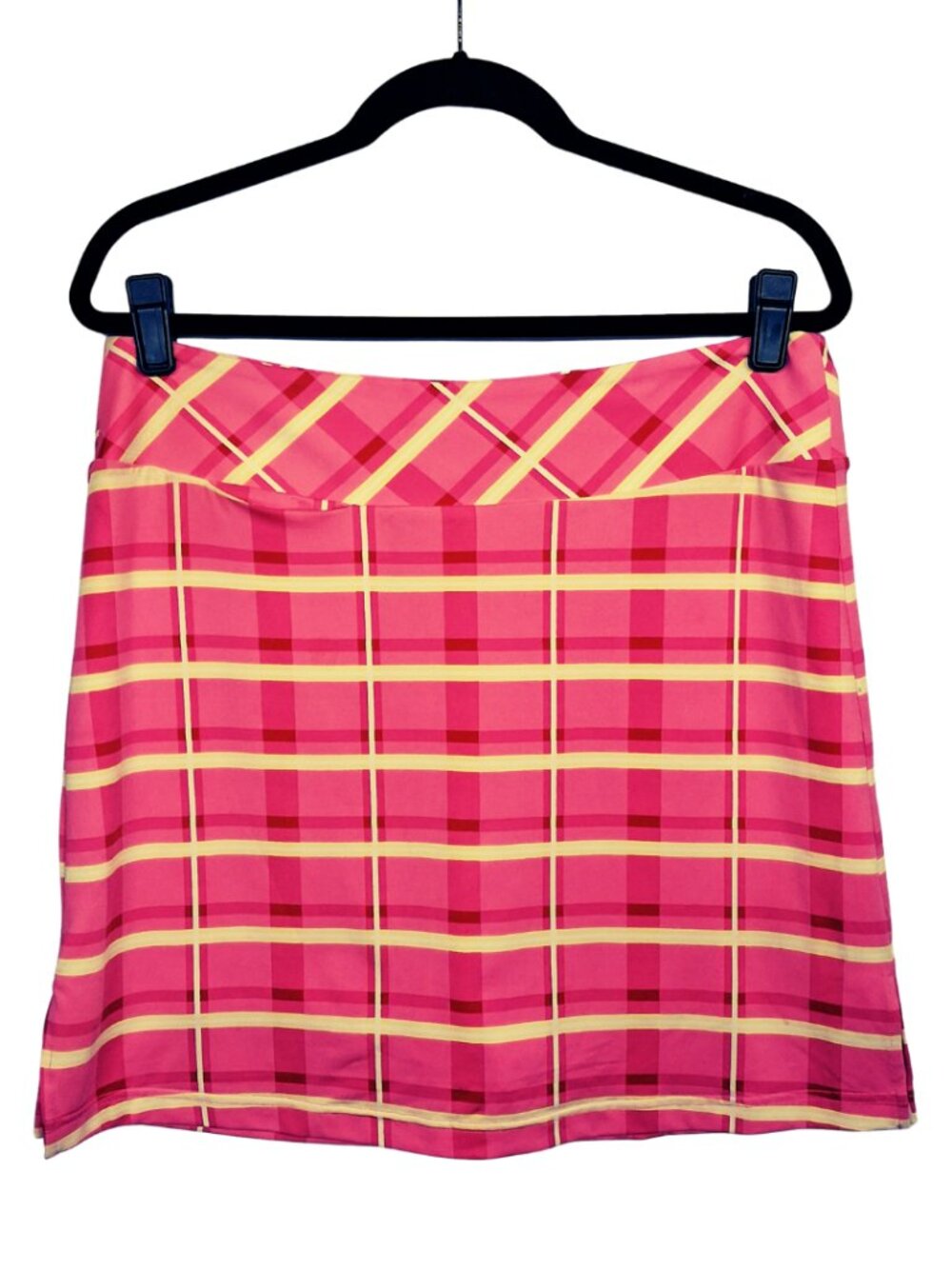GOLFTINI Pink Plaid Skirt Mini Athletic Skirt with Shorts Off The Grid Large